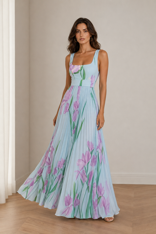 ALYSÉA | Vestido largo floral en línea A