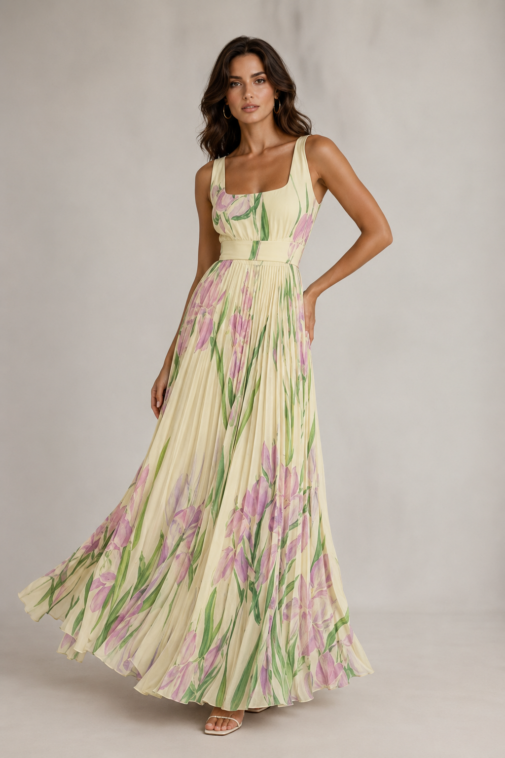 ALYSÉA | Vestido largo floral en línea A