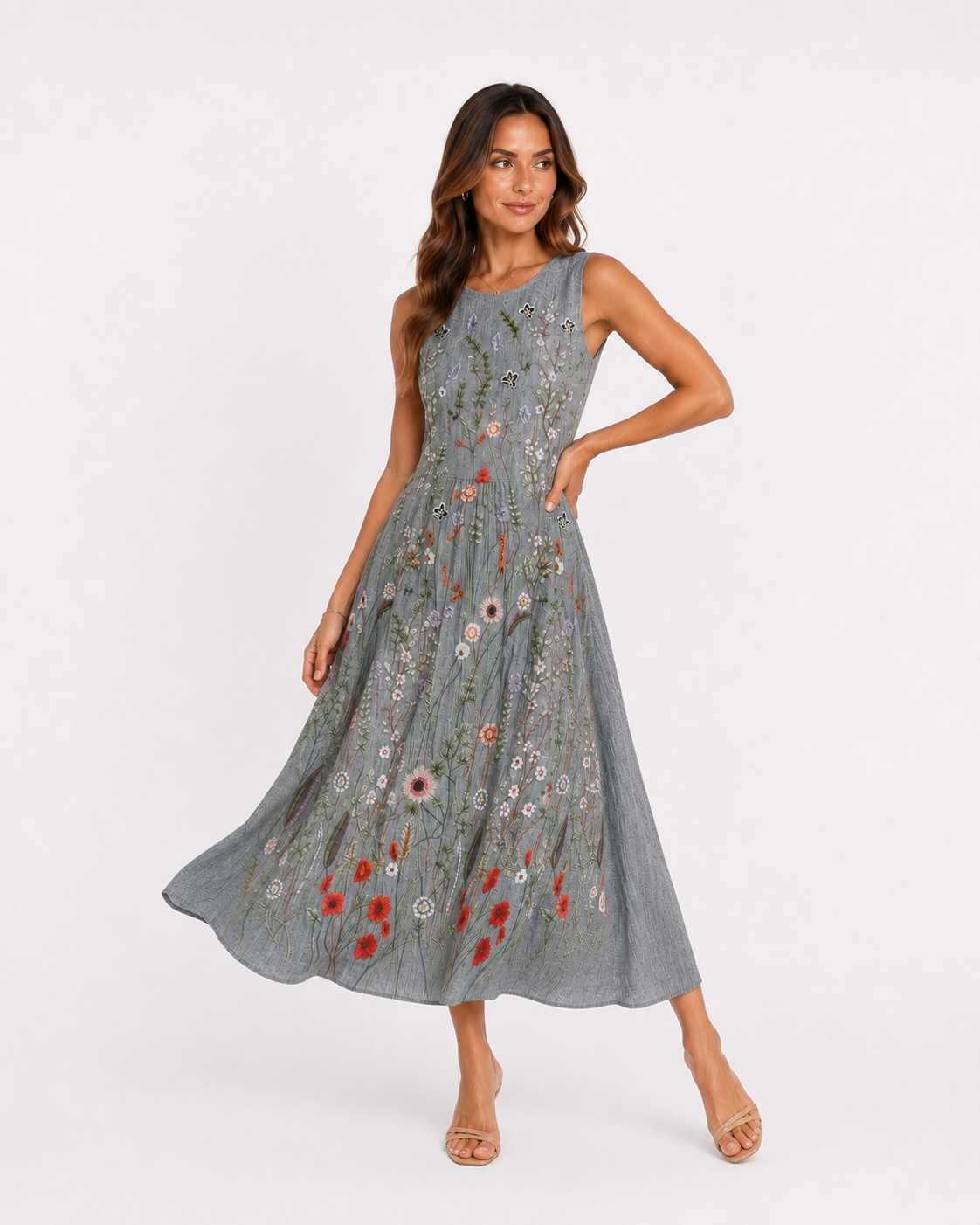 AVÉLIA™ | Vestido Midi Flores Eternas